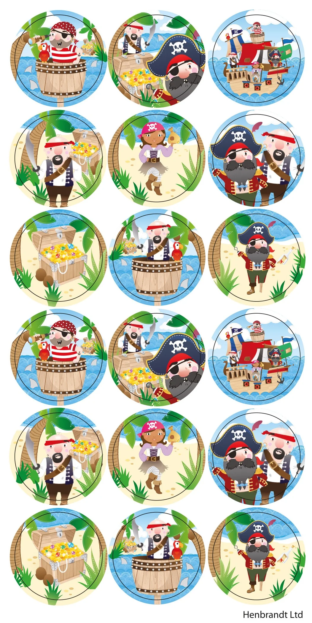 10 Large Pirate Sticker Sheets