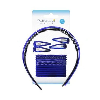 18 Piece Royal Blue Girls School Colour Hair Accessories Set