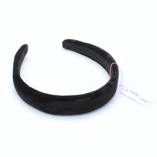 2.5cm Wide Black Velvet Slightly Padded Alice Band - Image 4