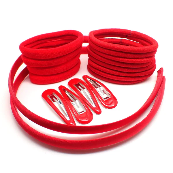 20 Piece Red Girls School Hair Accessories Set