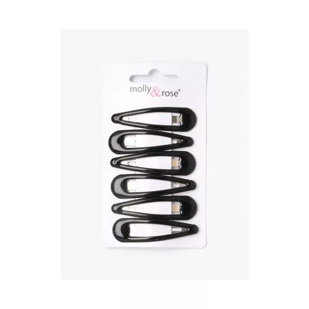 6 Black Hair Bendies Snap Clips Sleepies Hair Accessories -5cm