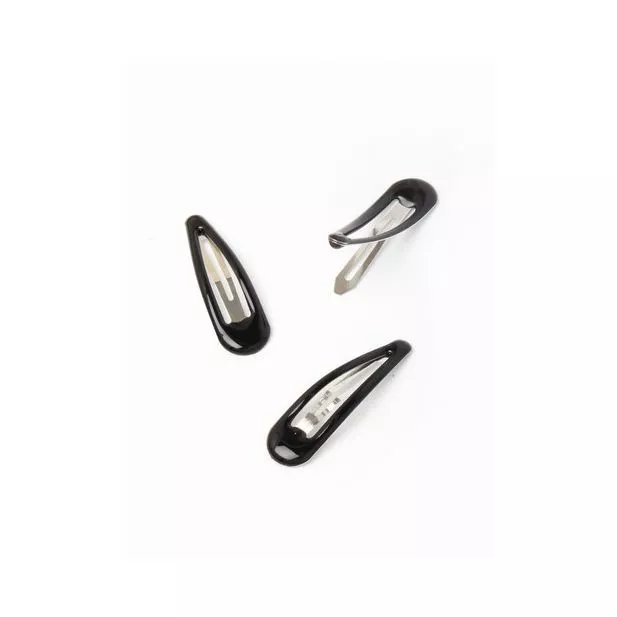 6 Black Hair Bendies Snap Clips Sleepies Hair Accessories -5cm - Image 2