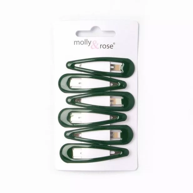 6 Bottle Green Hair Bendies Snap Clips Sleepies Hair Accessories -5cm