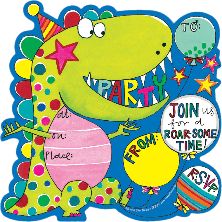 8 Dinosaur Party Invitations by Rachel Ellen Designs