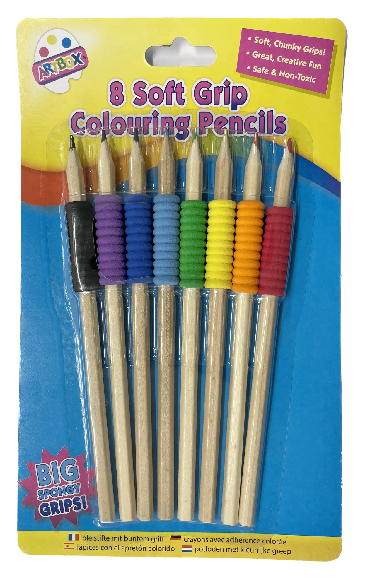 8 Soft Grip Colouring Pencils