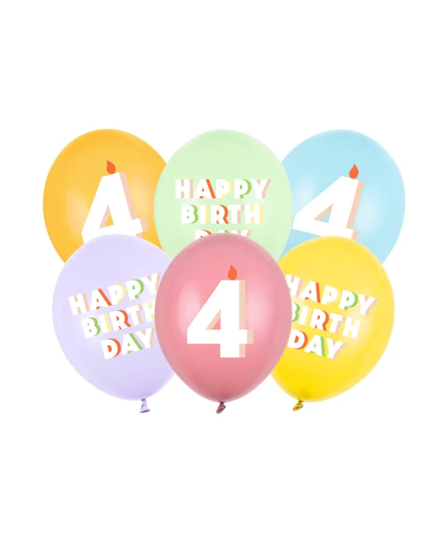 Age 4 Happy Birthday Latex Balloons 30 cm (Pack of 6)