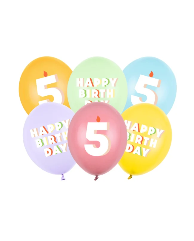 Age 5 Happy Birthday Latex Balloons 30 cm (Pack of 6)