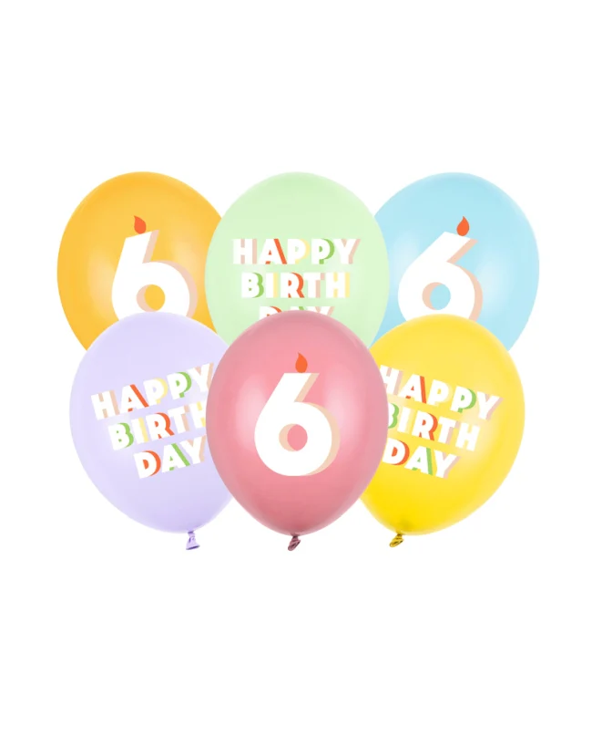 Age 6 Happy Birthday Latex Balloons 30 cm (Pack of 6)