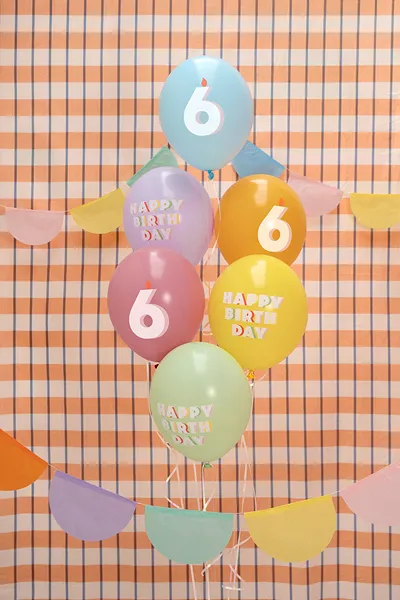 Age 6 Happy Birthday Latex Balloons 30 cm (Pack of 6) - Image 2