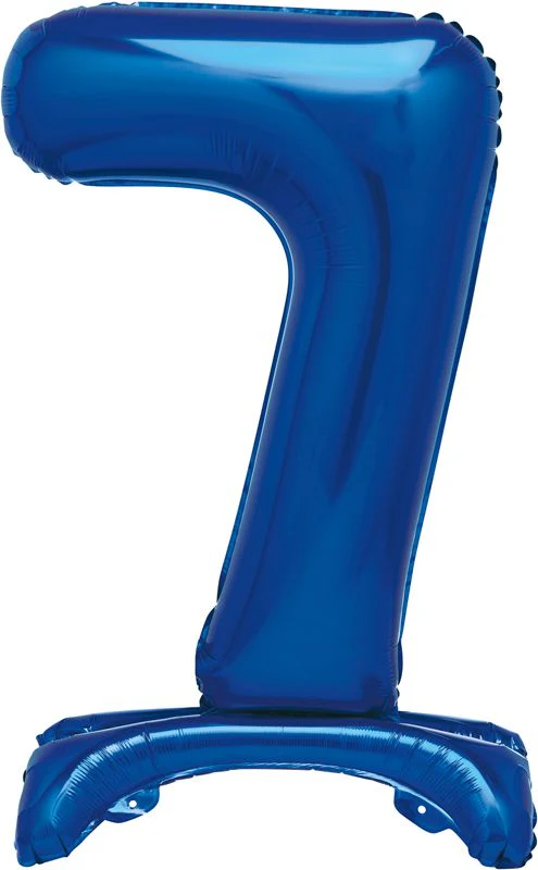 Age 7 Floor Standing Blue Birthday Party Balloon - 75cm tall