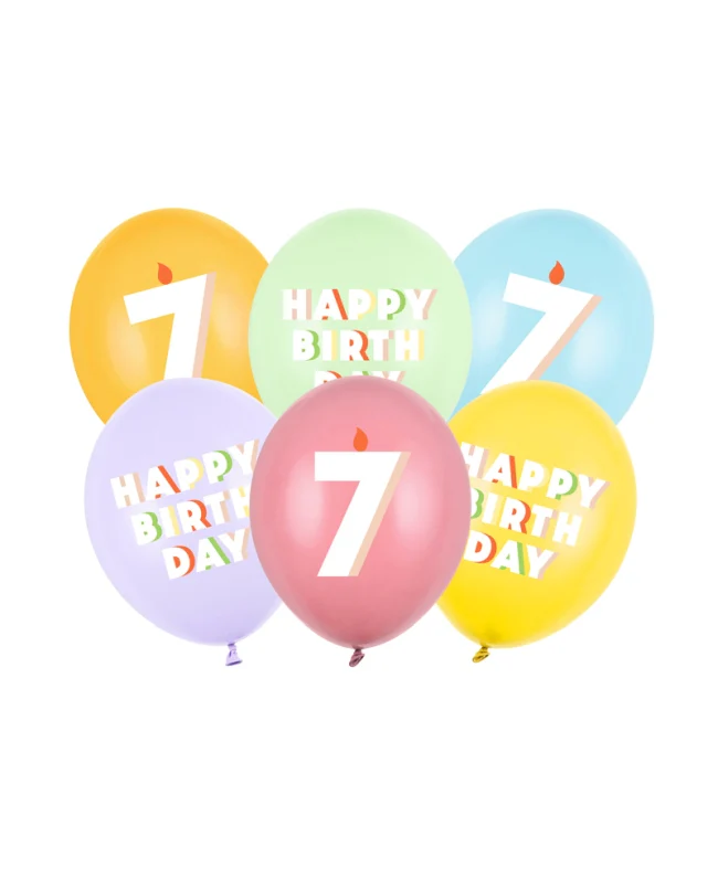 Age 7 Happy Birthday Latex Balloons 30 cm (Pack of 6)
