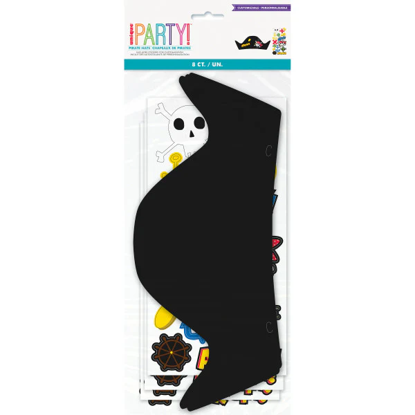 Ahoy Pirate Party Hats with Stickers (Pack of 8) - Image 3