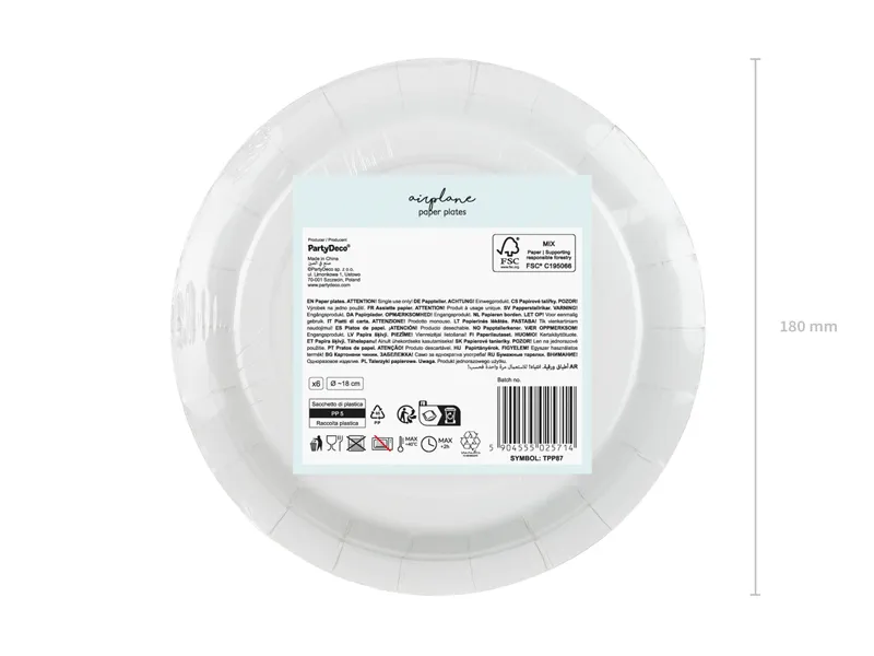Airplane Paper Plates 18 cm (Pack of 6) - Image 4