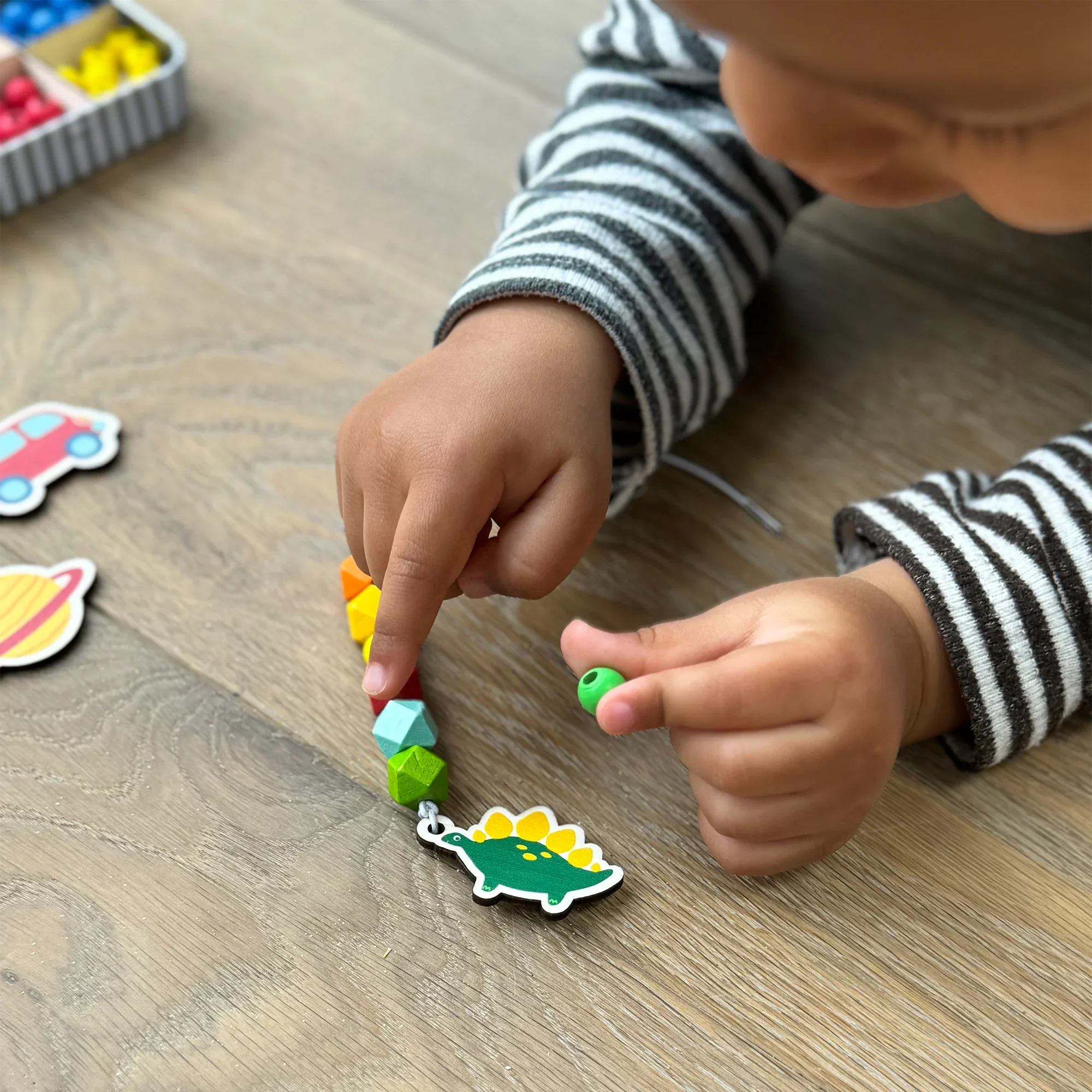 Allsorts Wooden Keyring Making Kit inc Dinosaur, Monster, Fish, Planet and a car - Image 2