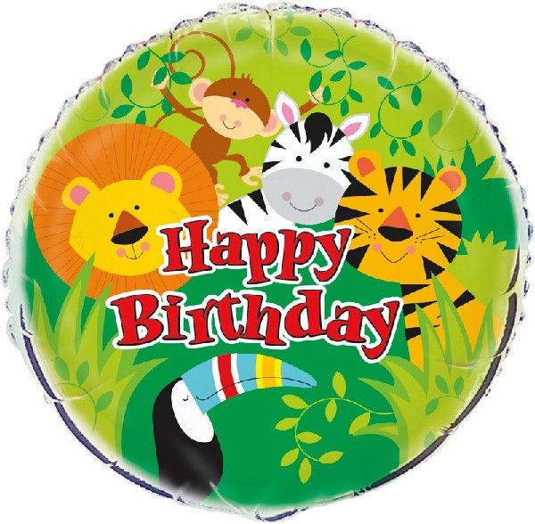 Animal Jungle "Happy Birthday" Foil Party Balloon - (45.7 cm)
