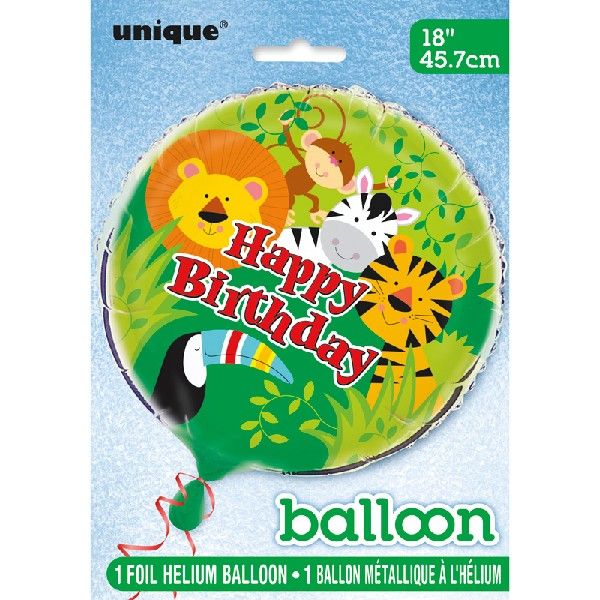 Animal Jungle "Happy Birthday" Foil Party Balloon - (45.7 cm) - Image 2