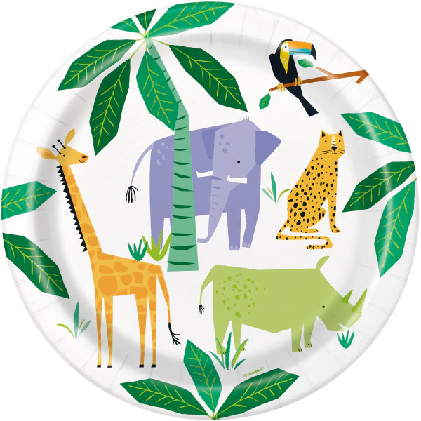 Animal Jungle Safari Birthday 9" Paper Plates - 21.9cm (Pack of 8)