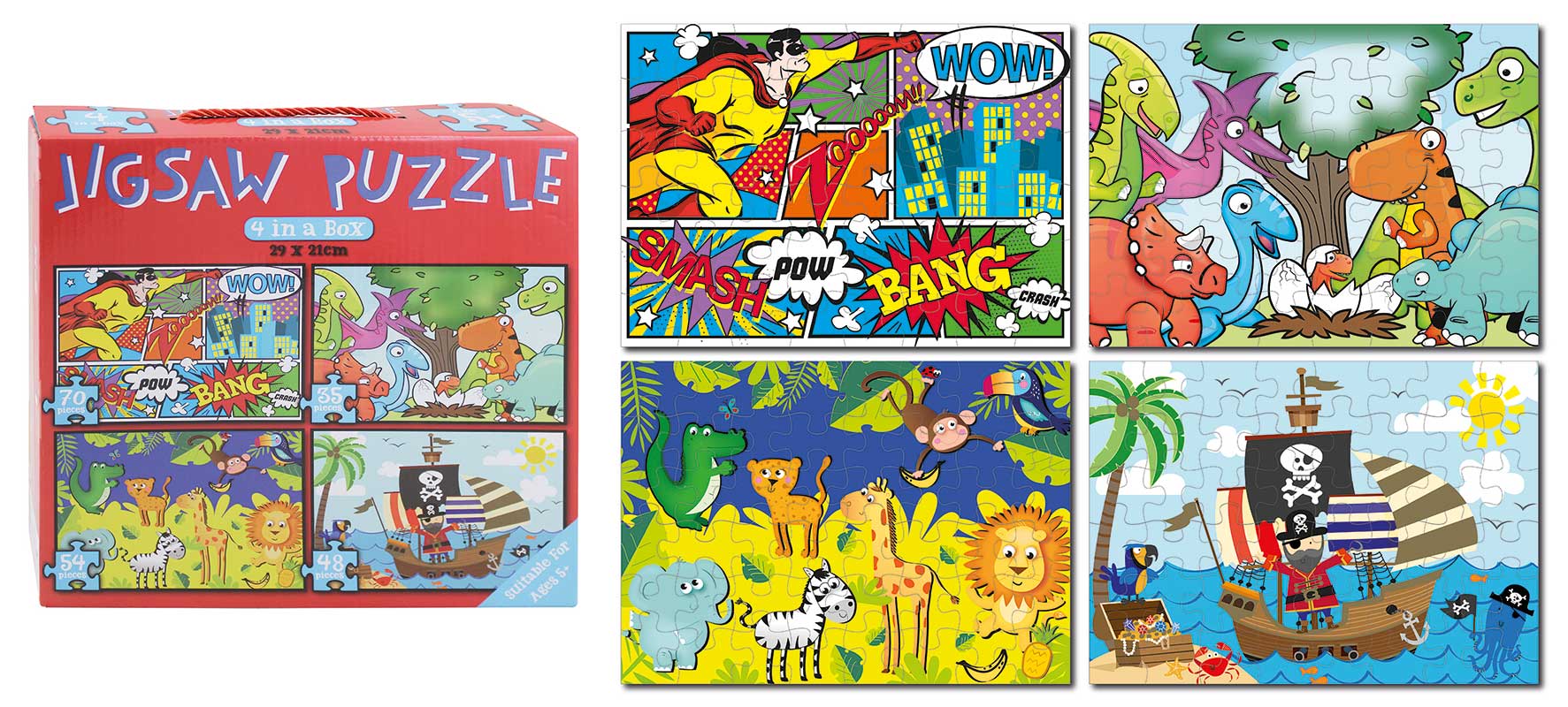 Assorted Design 4-in-1 Jigsaw Puzzle Set