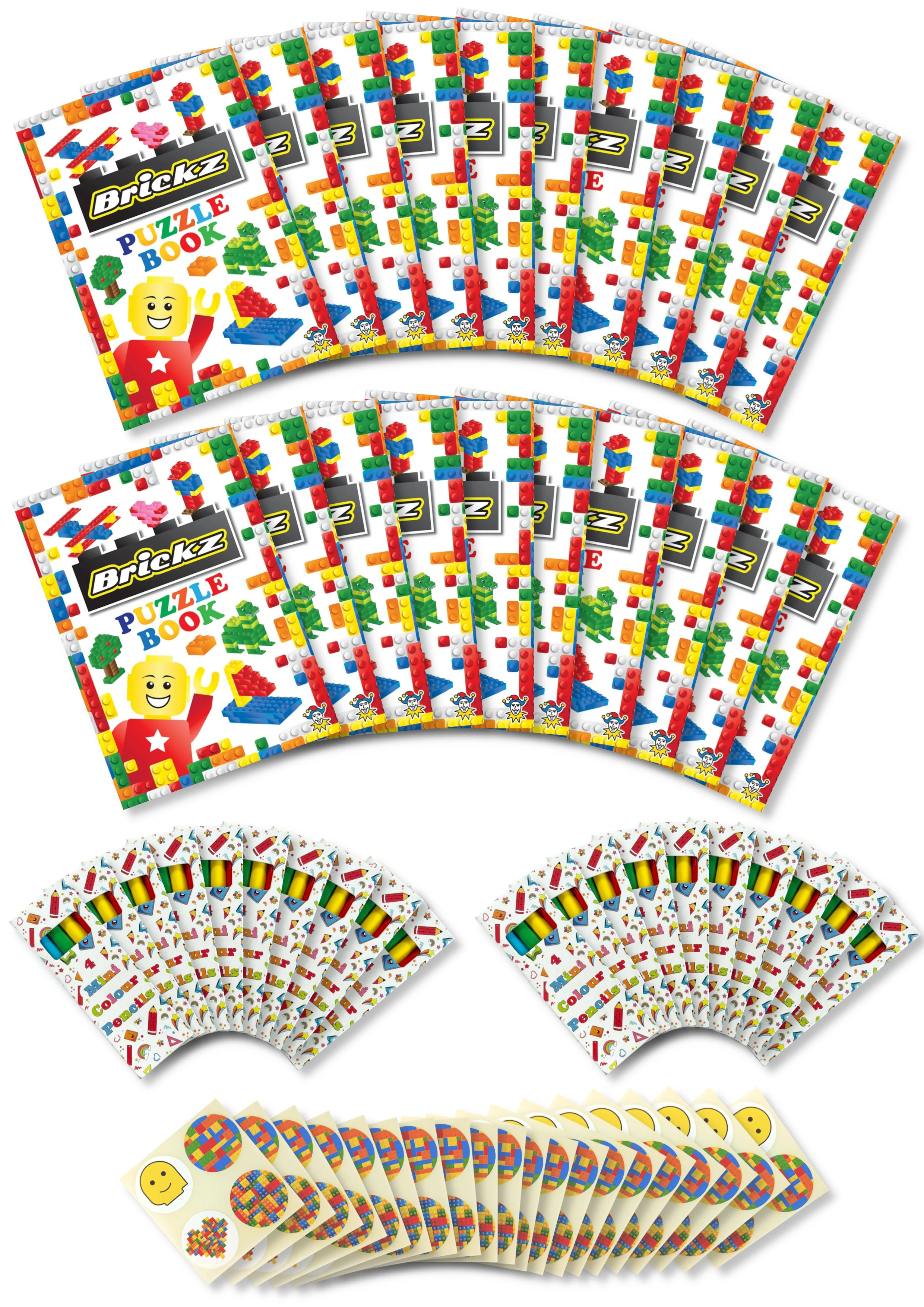 Assortment of 20 Themed Activity Books, 20 Sheets of Stickers and 20 Sets of Pencils