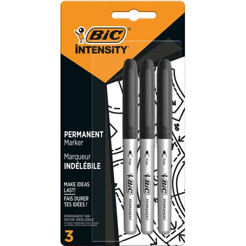 BIC Intensity Permanent Marker Pens Black (Pack of 3)