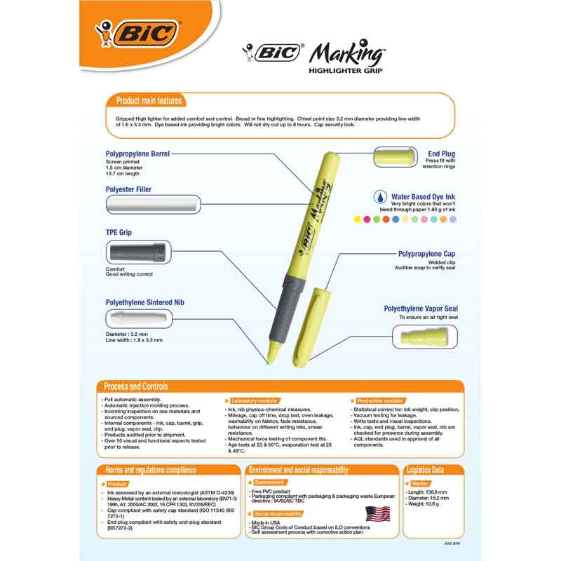 BIC Pastel Highlighter Pens (Pack of 4 ) - Image 2