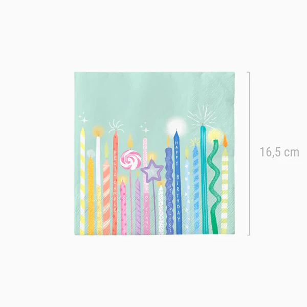 Birthday Candles Paper Napkins 33 x 33 cm (pack of 20) - Image 2