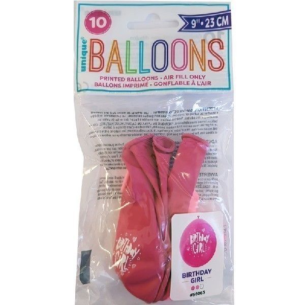 Birthday Girl Pink Party Balloons (Pack of 10) - Image 2