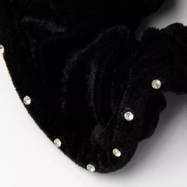 Black Diamante Velvet Hair Scrunchie - Image 2