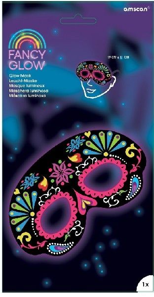 Black Floral Day of the Dead Halloween Glow Stick Mask