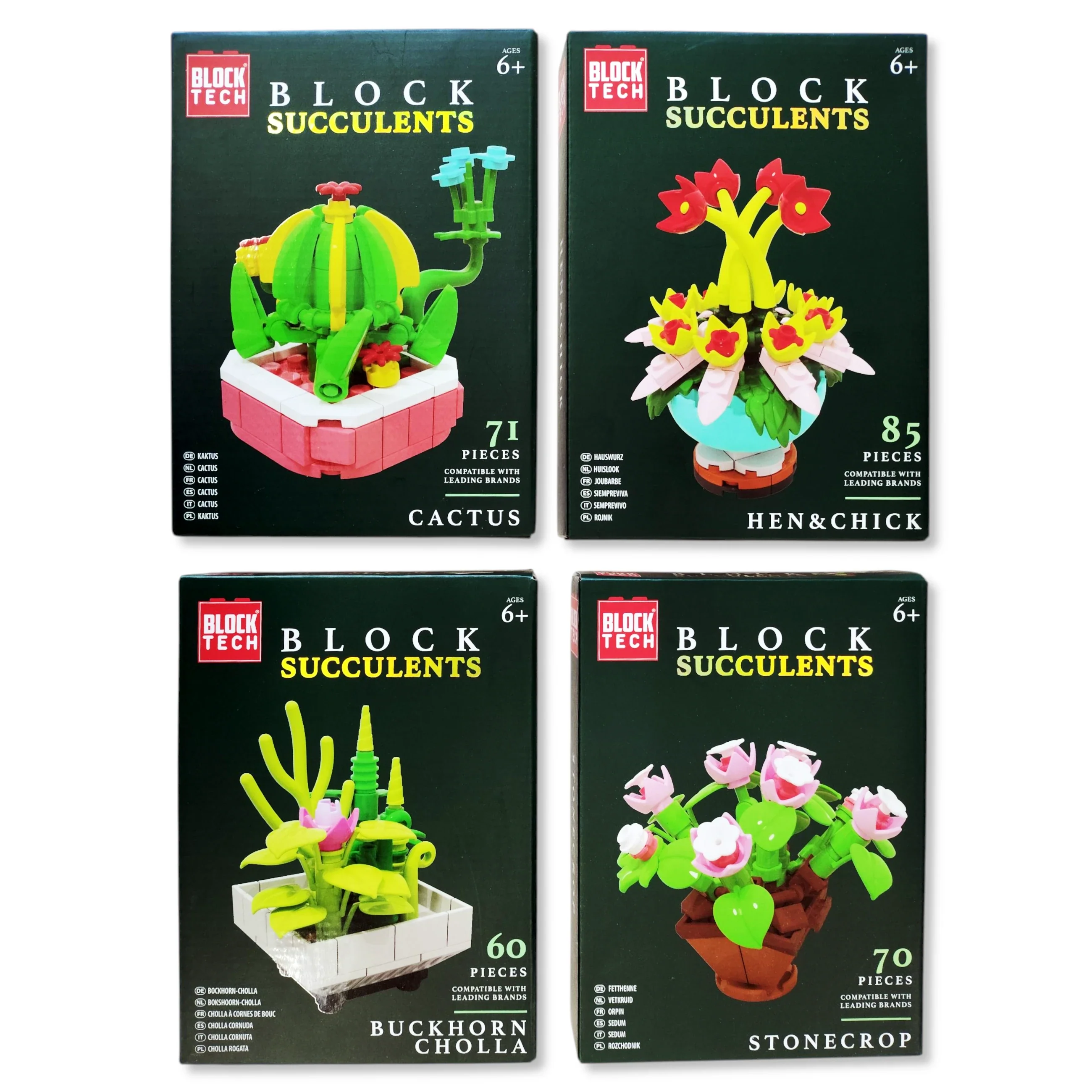 Block Tech Succulents Flower Building Block Brick Kits, 4 Designs - Image 4