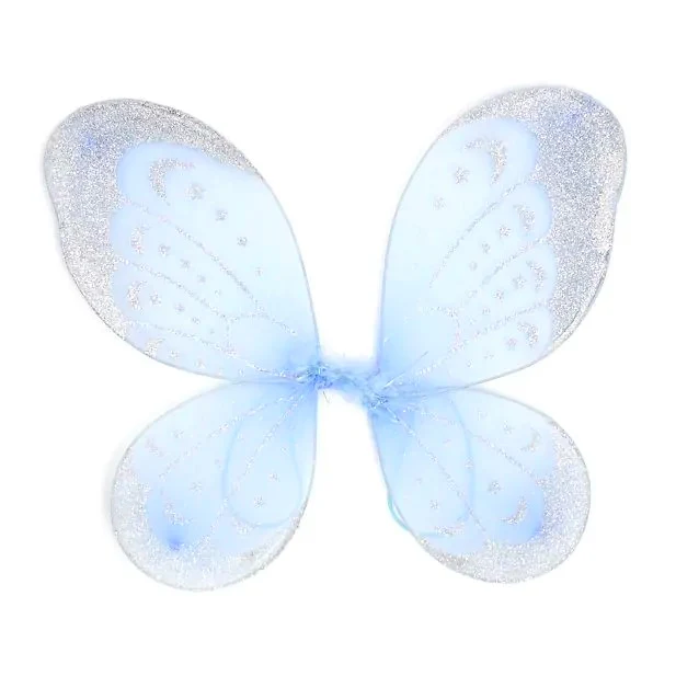 Blue Fairy Wings with Silver Glitter Detail