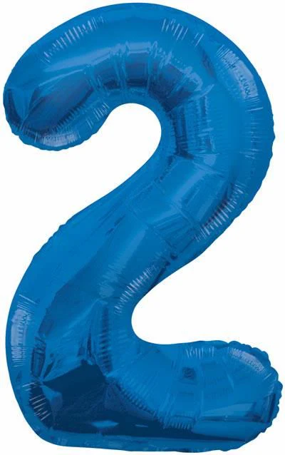 Blue Glitz Number 2 Foil Balloon 86cm