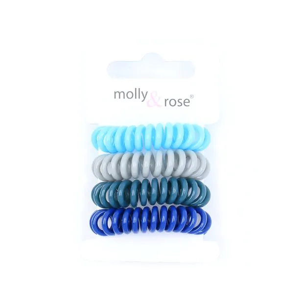Blue Shades Small Telephone Elastics (Pack of 4)