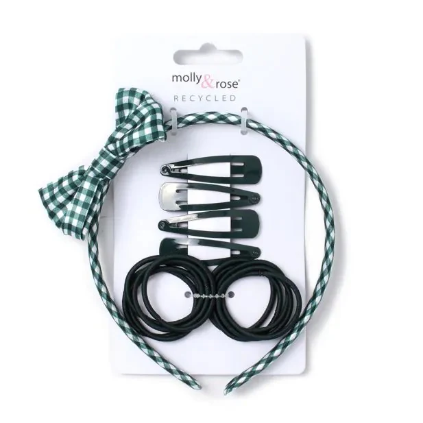 Bottle Green School Hair Accessories Set