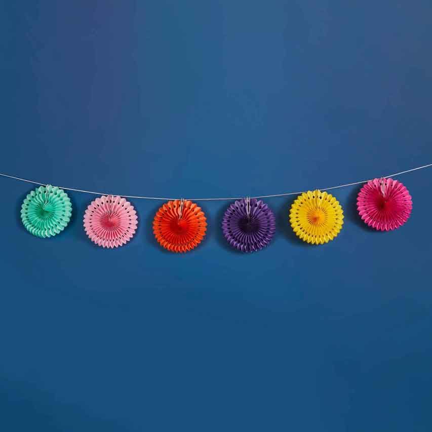 Bright Coloured Paper Fan Garland Party Banner