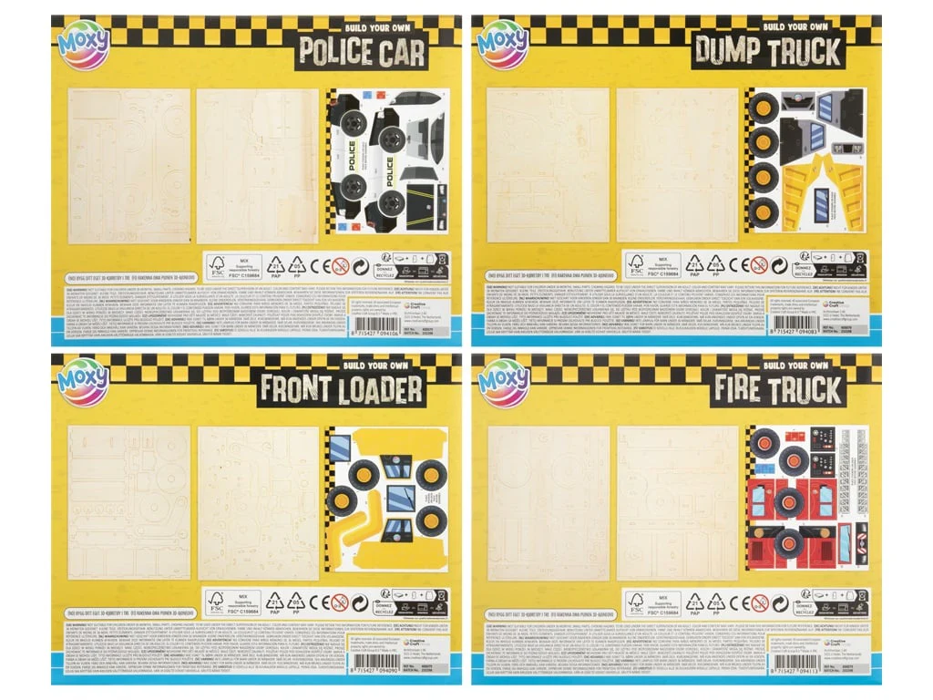 Build Your Own Wooden 3D Vehicle, Police Car, Fire Truck, Digger, Dump Truck - Image 2