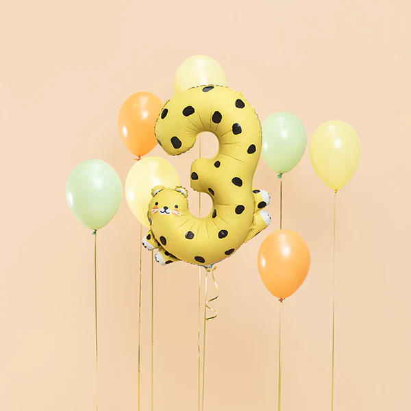 Cheetah Shaped Number 3 Foil Birthday Party Balloon - Image 2