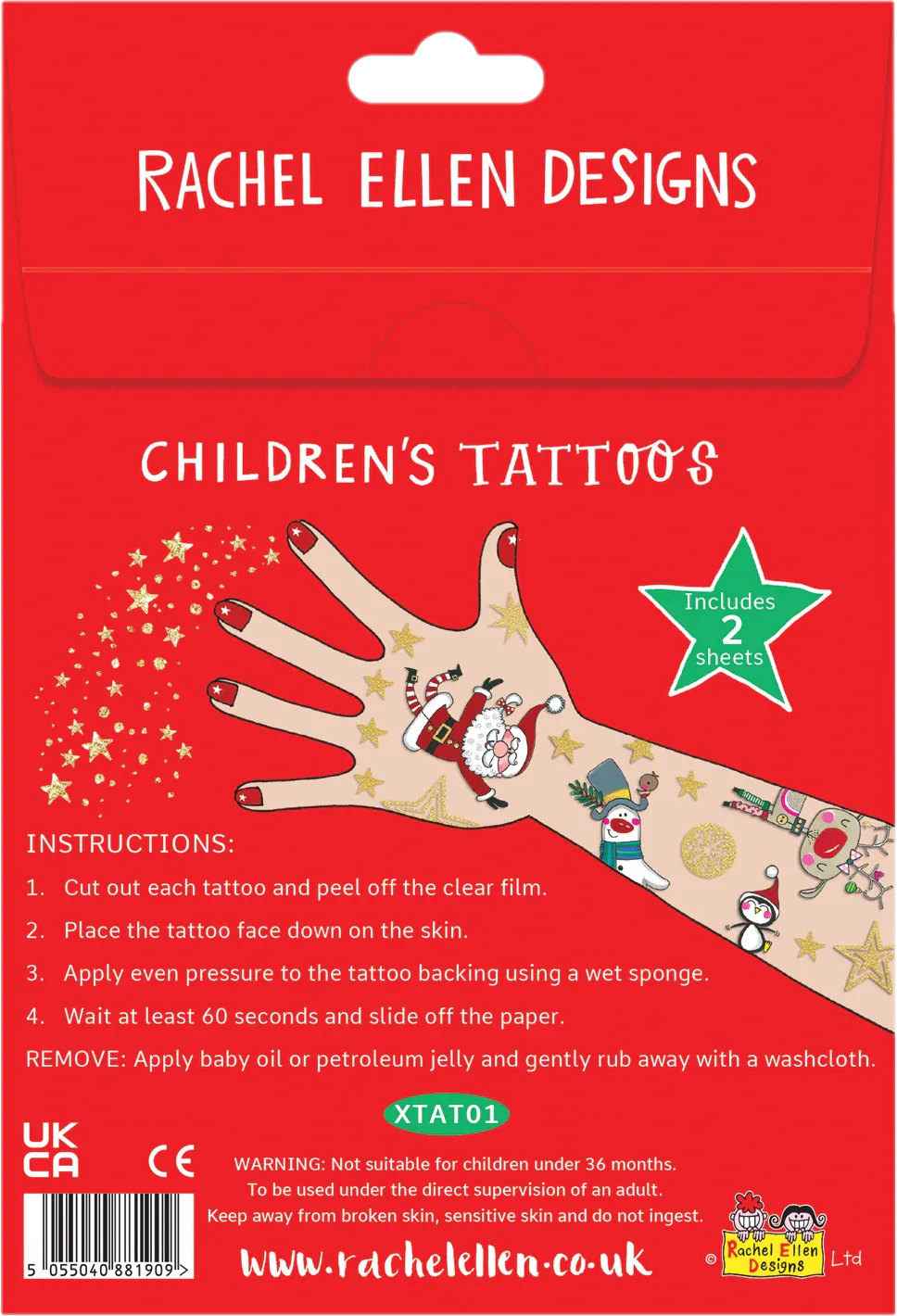 Children's Temporary Christmas Tattoos by Rachel Ellen Designs - Image 2