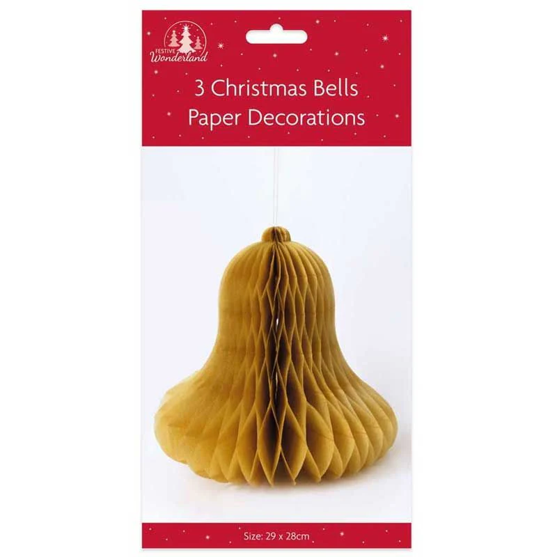Christmas Bell Honeycomb Decorations - 3 Pack - Image 2
