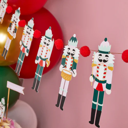 Christmas Nutcracker Pom Pom Garland Banner Decoration - Image 4
