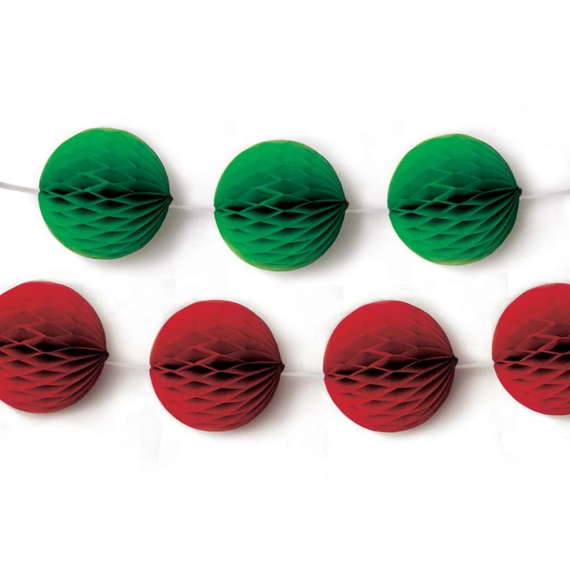 Christmas Paper Honeycomb Garland Decorations, 2m (Pack of 2) - Image 2