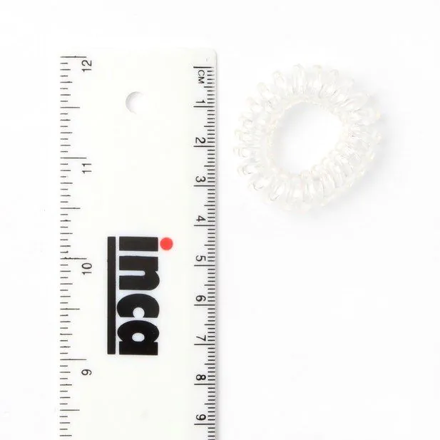 Clear Telephone Cord Hair Ties, 1 cm Thick, Set of 4, 3 cm Diameter - Image 2