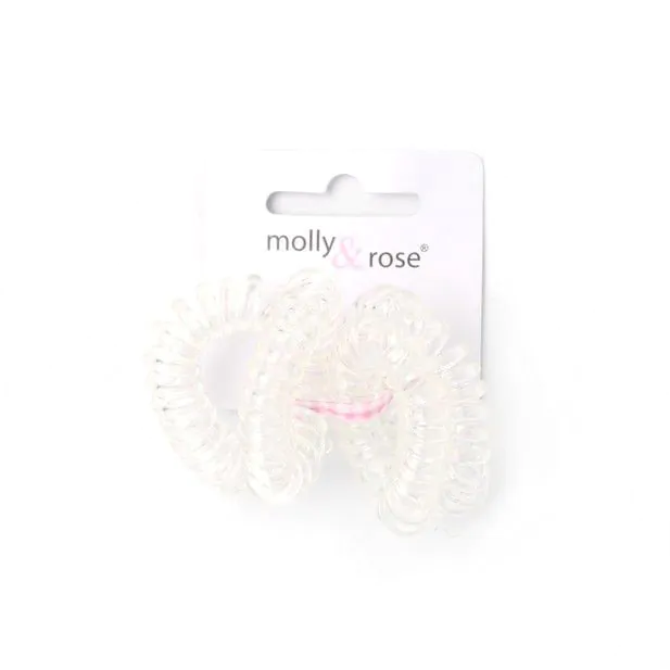 Clear Telephone Cord Hair Ties, 1 cm Thick, Set of 4, 3 cm Diameter - Image 3