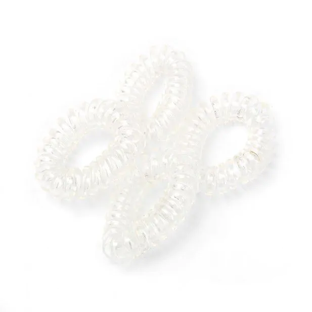Clear Telephone Cord Hair Ties, 1 cm Thick, Set of 4, 3 cm Diameter - Image 4