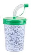 Colour Your Own Drinking Cup Tumbler With Straw, Dinosaur, Farm or Pirate - Image 2