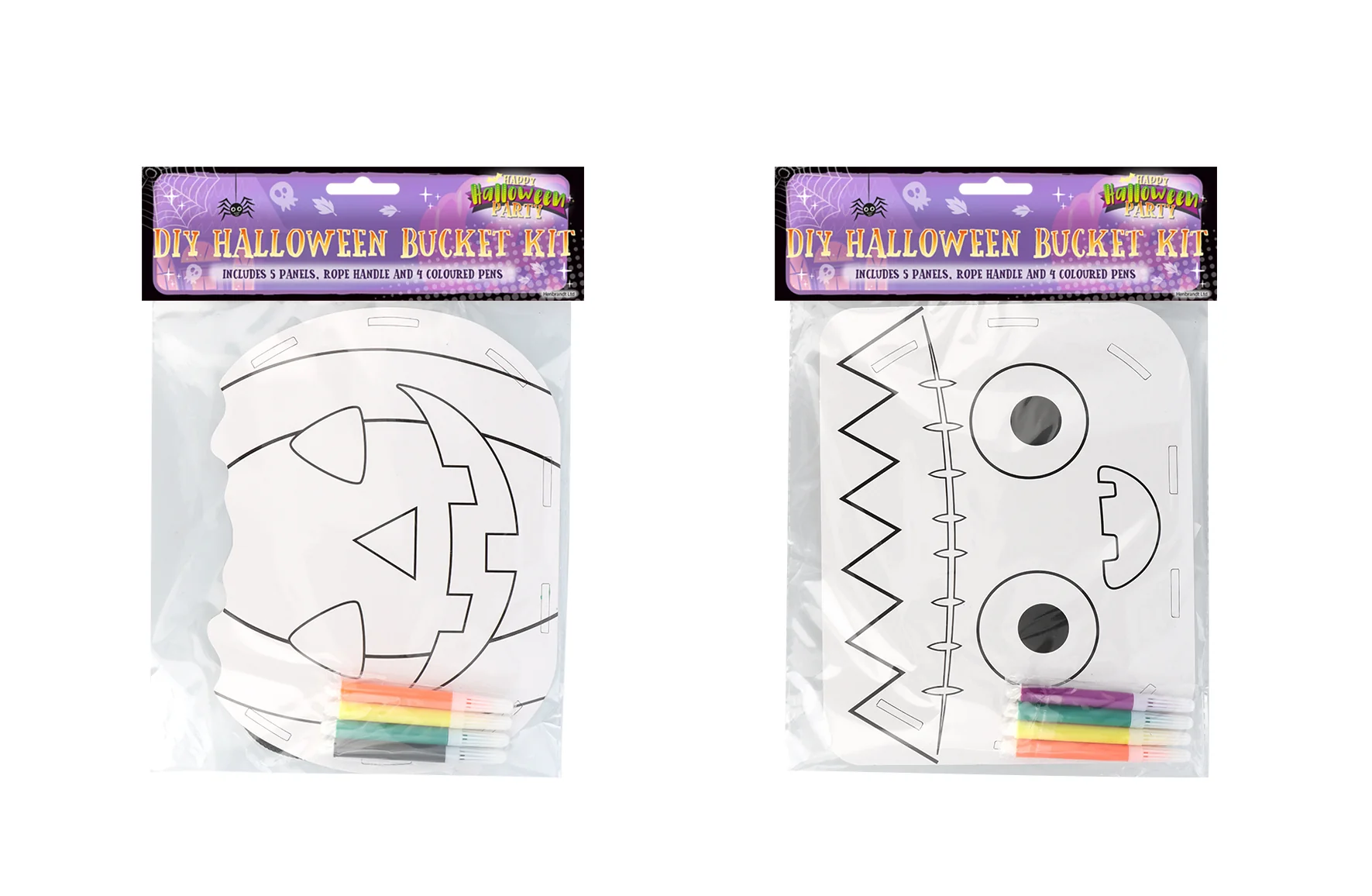 Colour Your Own  Halloween Treat Bucket with 4 Colouring Pens - Image 2