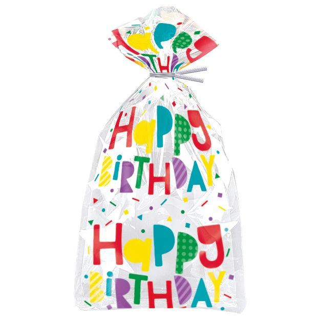 Colourful Happy Birthday Cellophane Bags Pack of 20