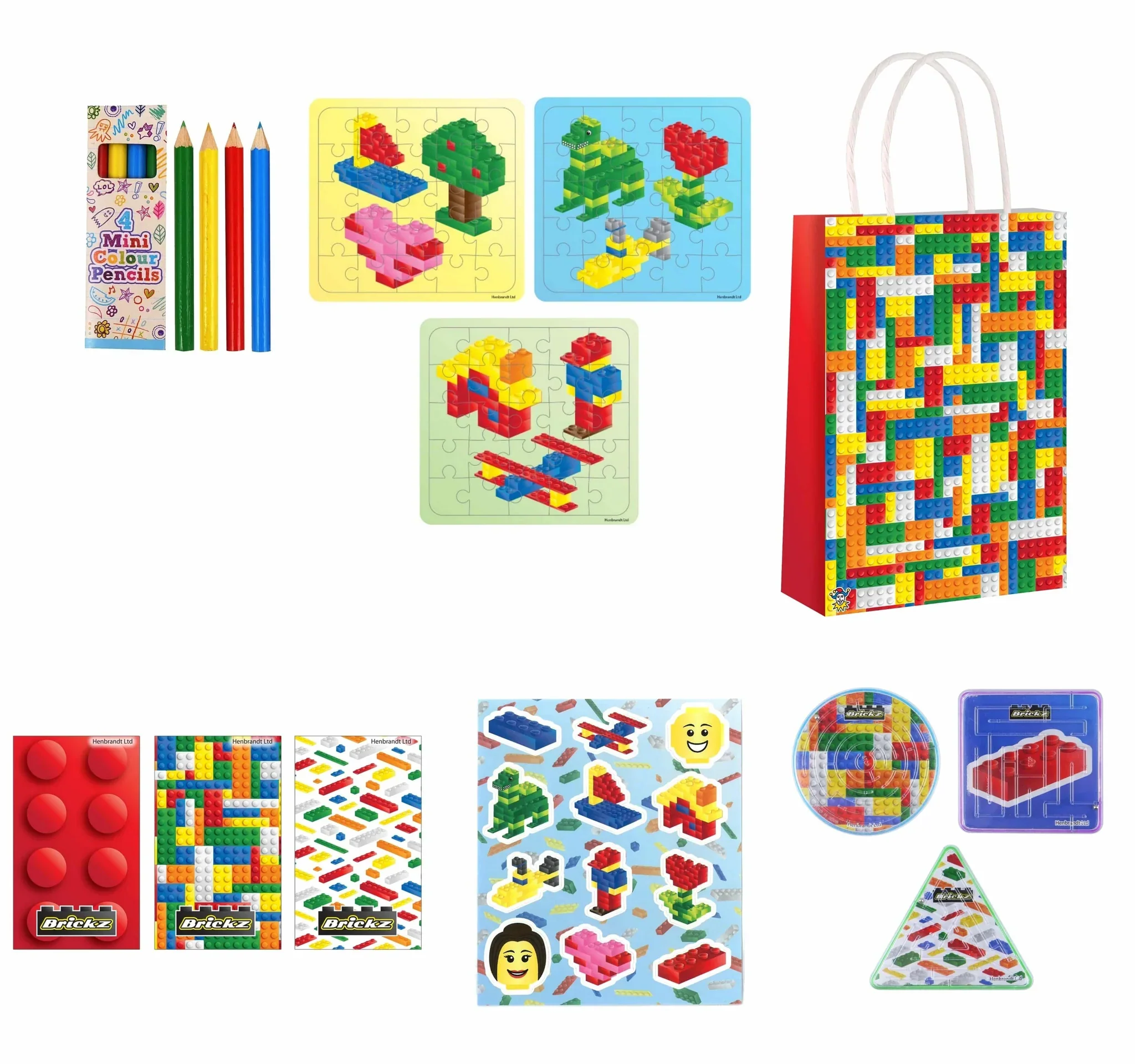 Complete Bricks Themed Party Pack for 8 people Including Tableware and Favours - Image 7