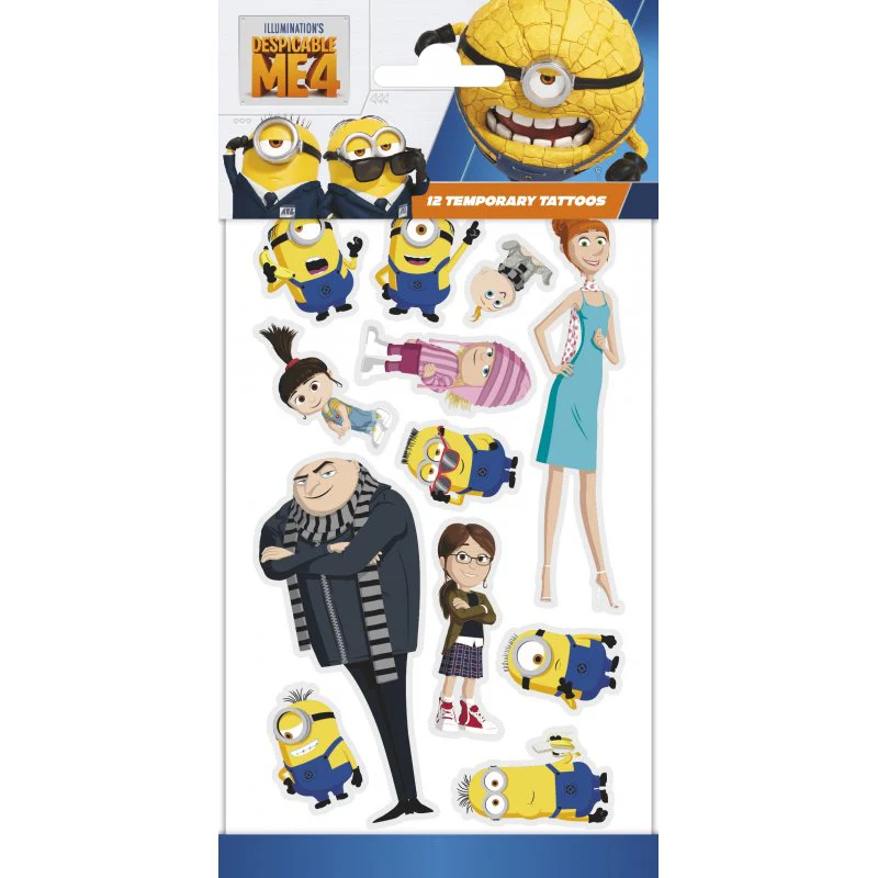 Despicable Me Minion Temporary Tattoos 100 x 200mm