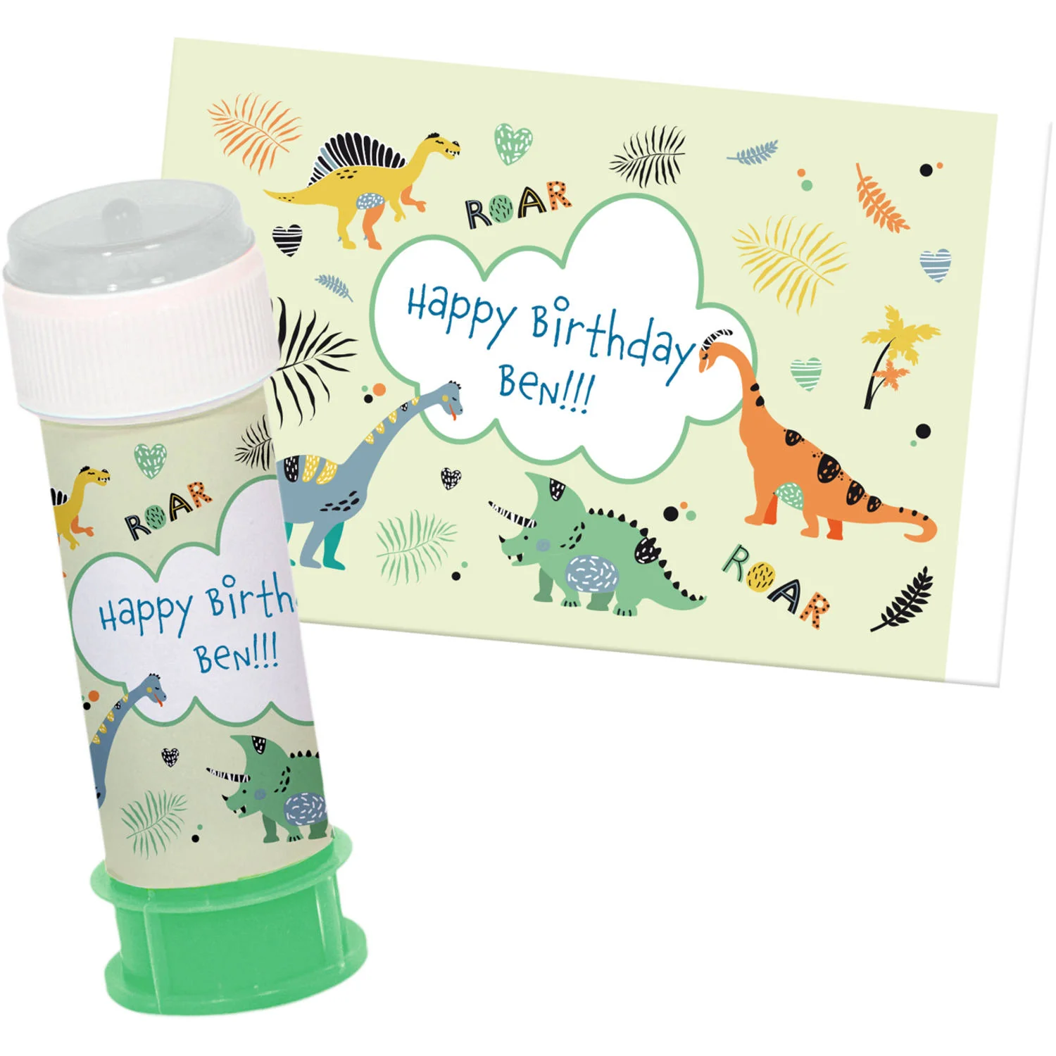 Dino Roars Bubble Tub Party Name Stickers (6 pieces)(6 pieces) - Image 2